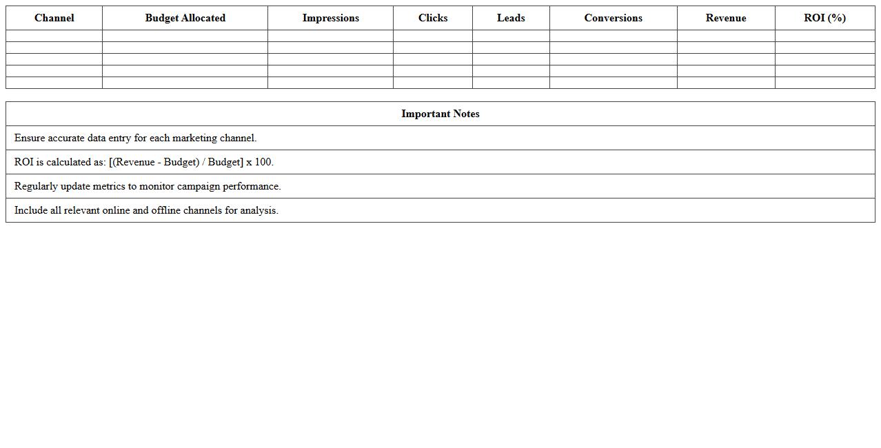 Multi-Channel Marketing ROI Analysis Excel Template