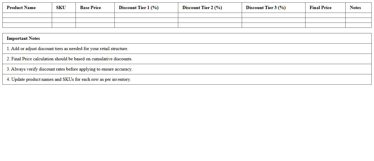 Multi-Tier Discount Excel Template for Retail
