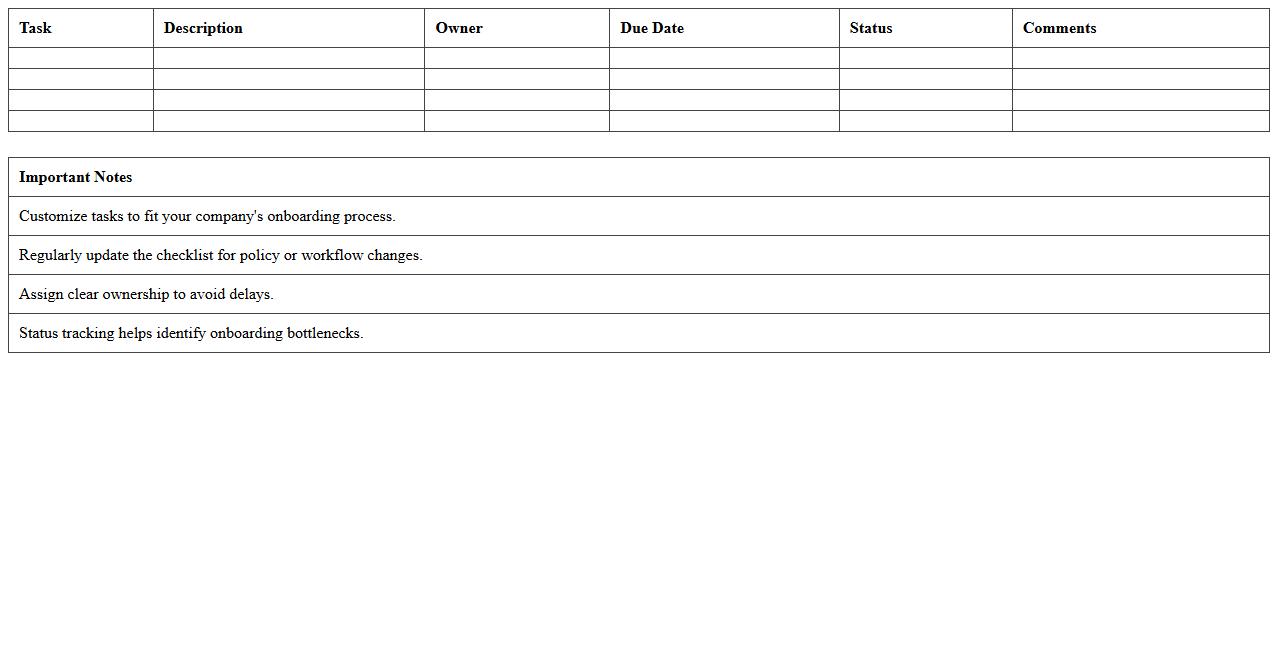 New Hire Onboarding Checklist Excel Template