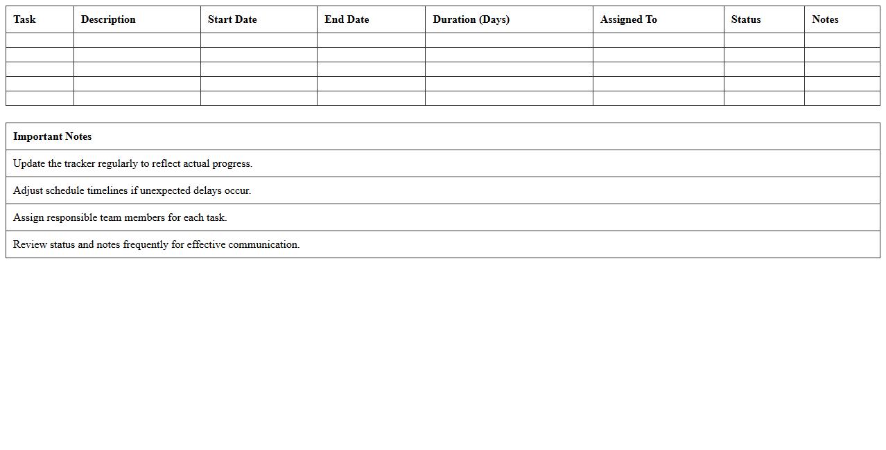 New Home Build Schedule Tracker Excel Template