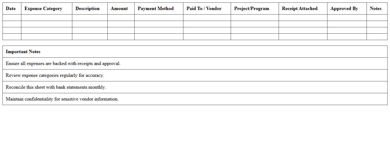Nonprofit Expense Tracking Excel Template