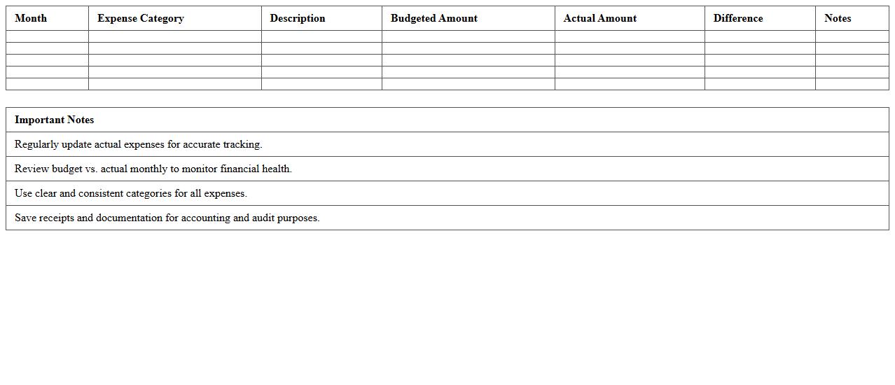 Nonprofit Monthly Expenses Planner Excel Sheet