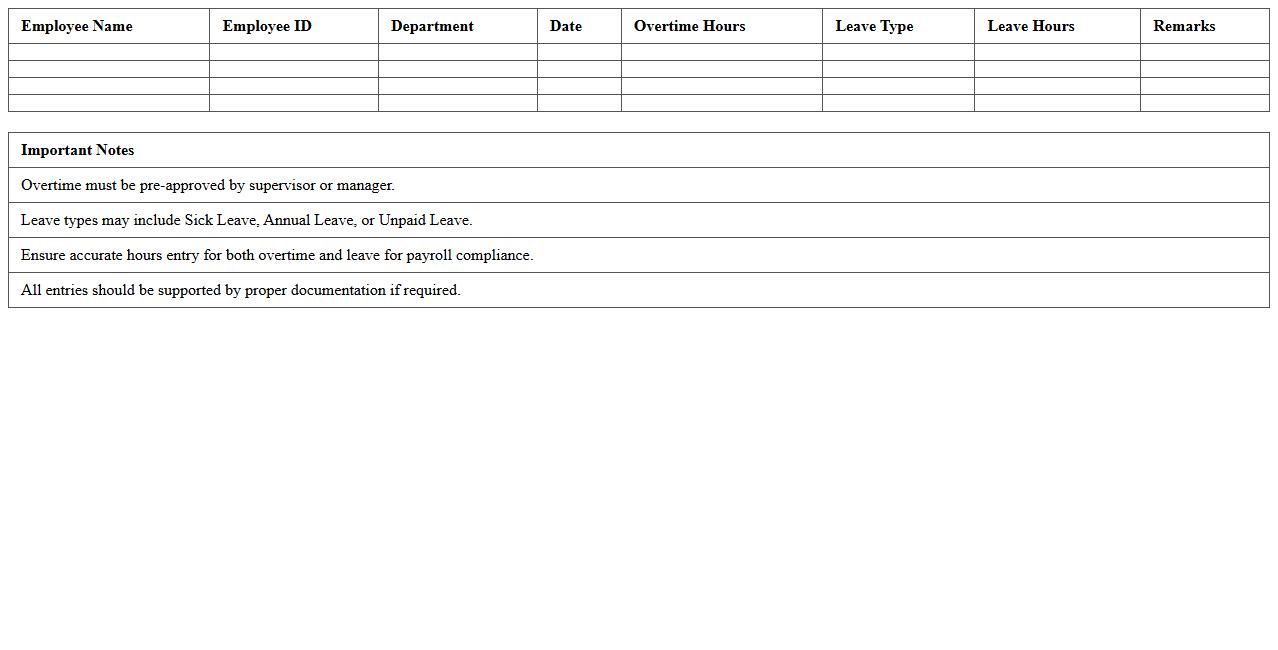 Overtime and Leave Tracker Spreadsheet