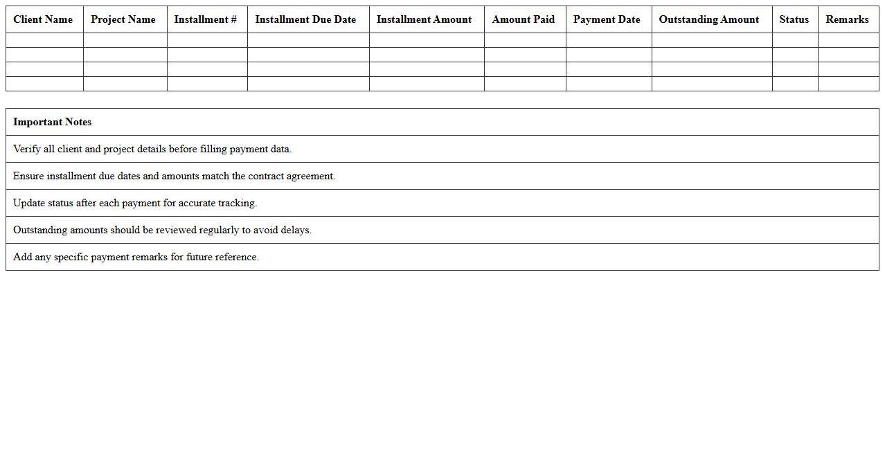 Payment Installment Tracker for Construction Clients