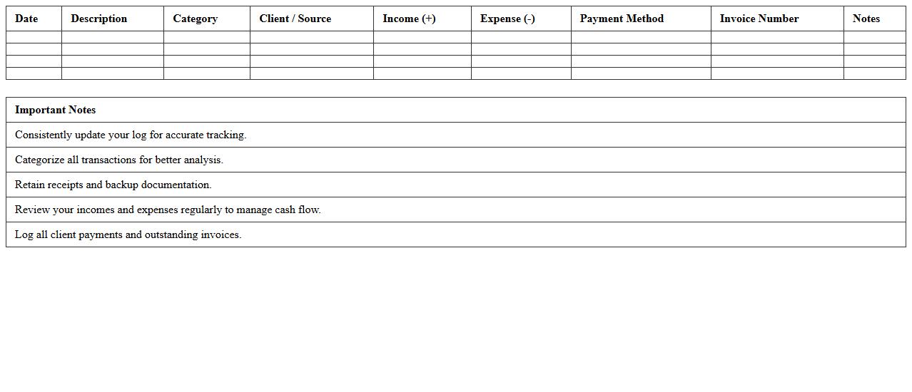Personal Finance & Expense Log for Freelancers XLS