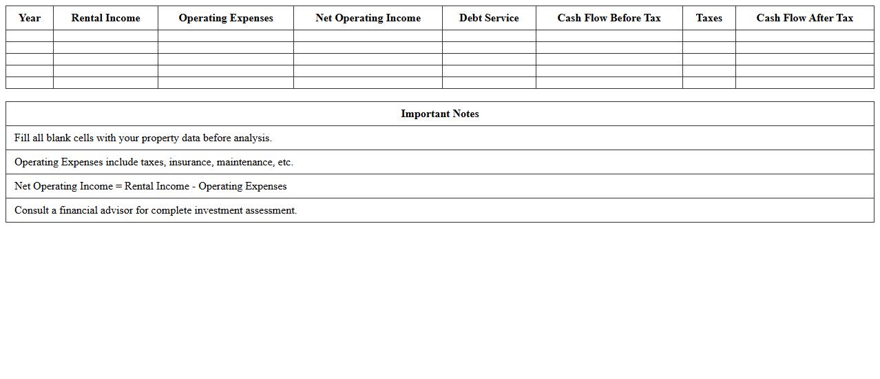 Property Cash Flow Analysis Excel Template