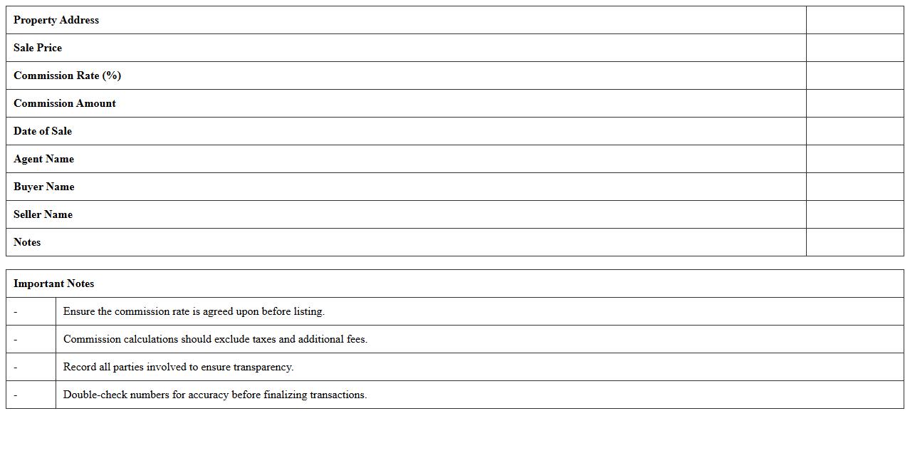 Property Sale Commission Calculator Spreadsheet