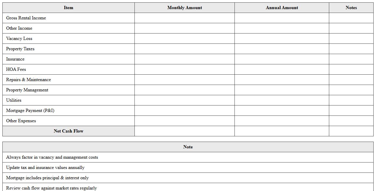 Real Estate Cash Flow Calculator Excel
