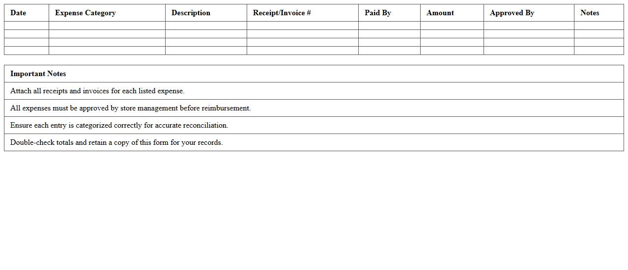 Retail Store Expense Reconciliation Excel Form