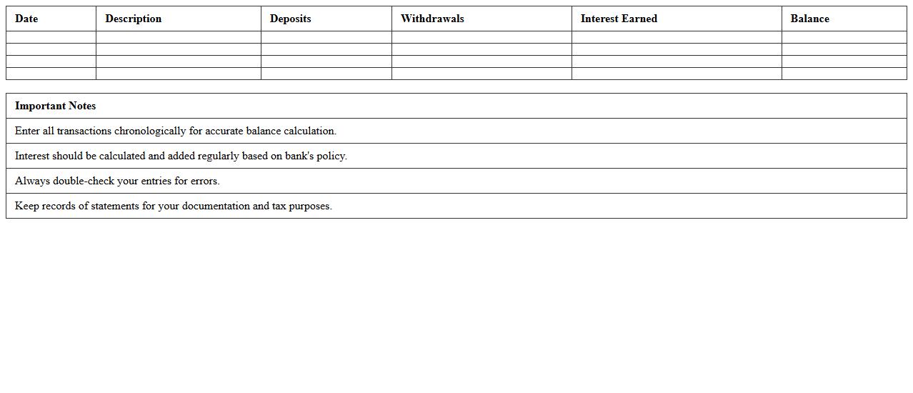 Savings Account Balance and Interest Statement Excel