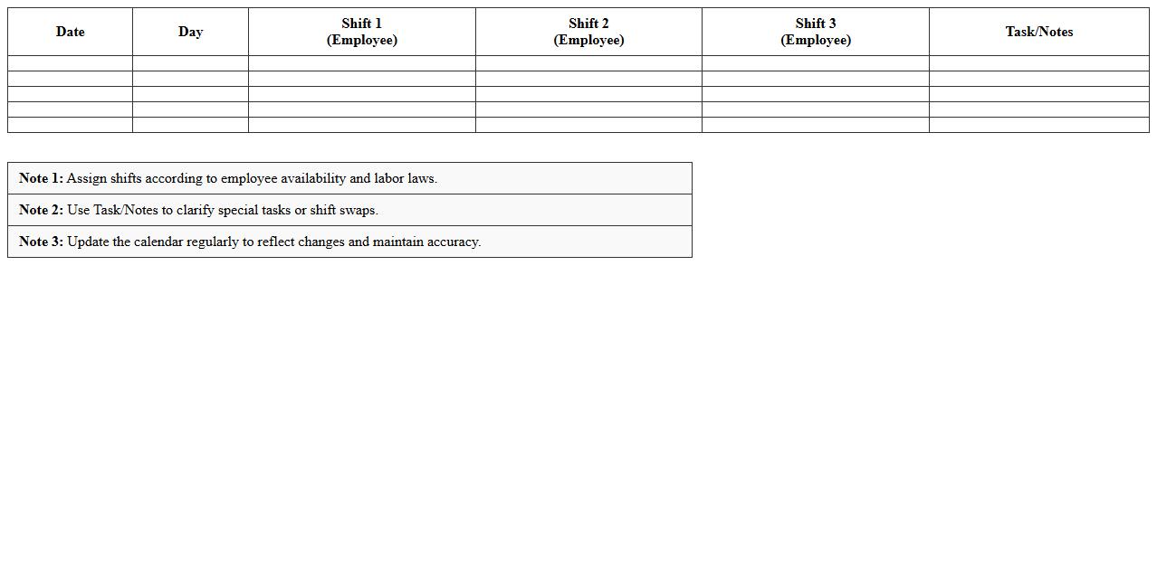 Shift-Based Workflow Calendar